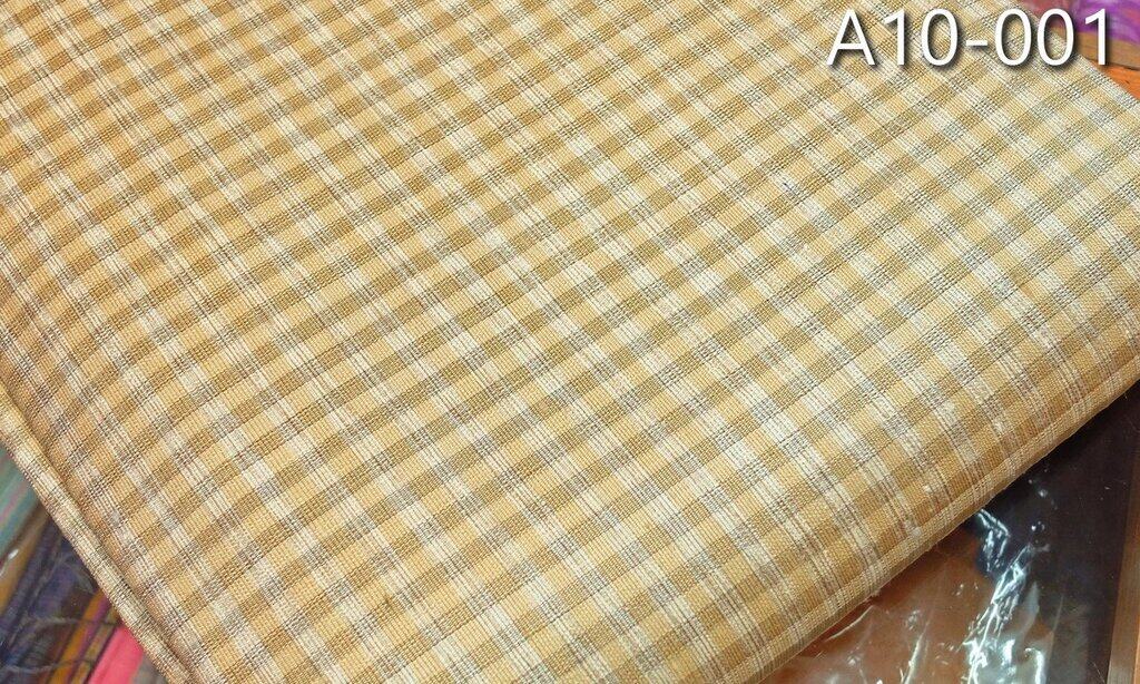 Corrugated plaid silk, sold by the yard, cream yellow, code A10-001.