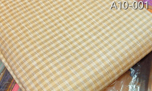 Corrugated plaid silk, sold by the yard, cream yellow, code A10-001.