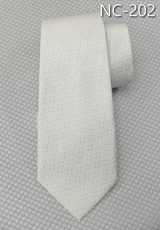 White silk necktie, code NC-202