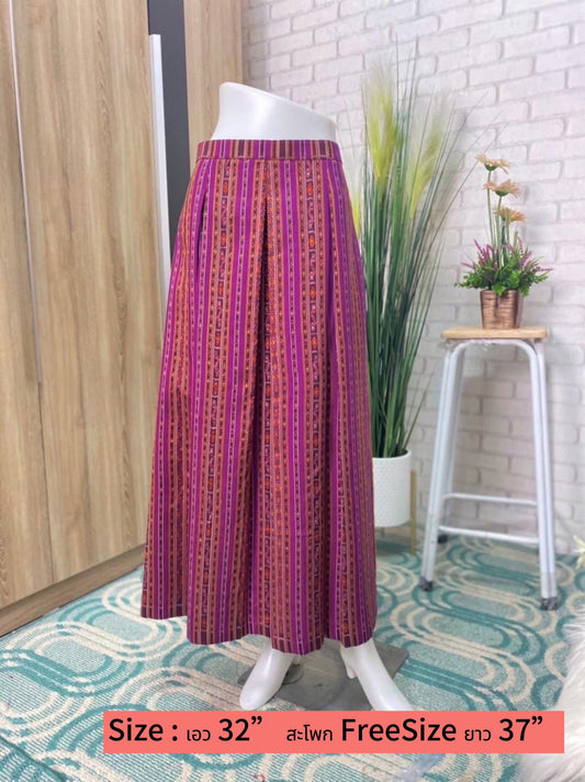 Twist pleated skirt Sewing from real hand-woven silk, pink-purple color, code WM-PK-01226711201.